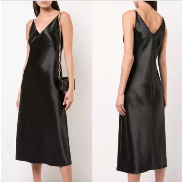 Vince Dresses & Skirts - 🖤 VINCE METALLIC V NECK SLIP MIDI NWOT SIZE M